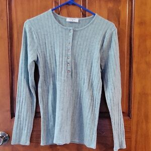 Zenana Green Ribbed Long Sleeve Top